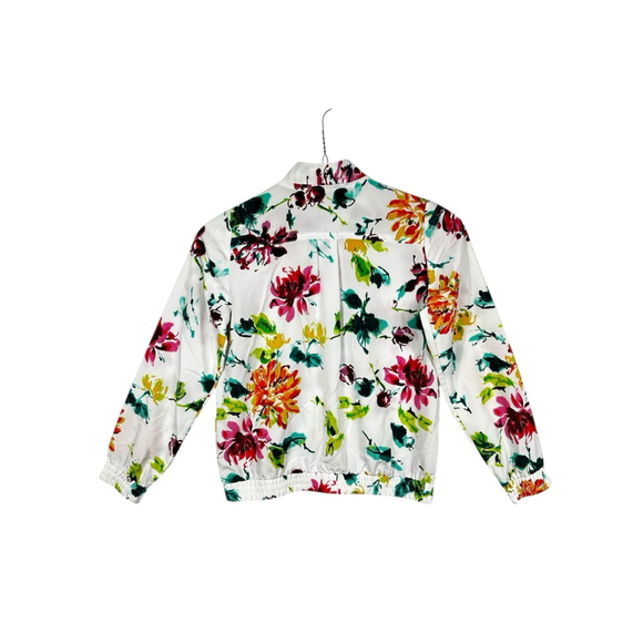 Susan Graver White Floral Bomber Jacket Women's XXS - Picture 3 of 7